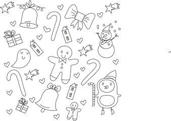 many different Christmas details.vector illustration