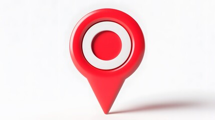 Red 3D location pin on a white background.