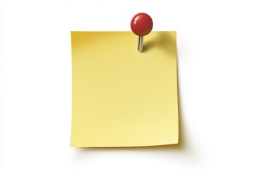 Realistic yellow sticky note illustration with a thumbtack on a white background