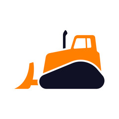 Bulldozer icon. Colored silhouette. Side view. Vector simple flat graphic illustration. Isolated object on white background. Isolate.