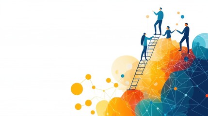 The Relational Ladder: Figures climbing a ladder made of interconnected hands, with each hand offering support to the person above