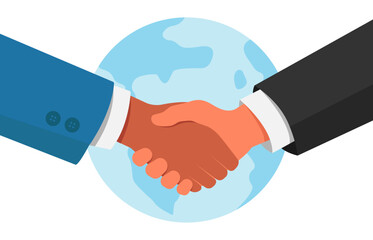 Business handshake. Handshake of business partners. Flat design. Vector illustration.	