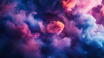 Abstract Cosmic Nebula with Swirling Colors and Glittering Stars