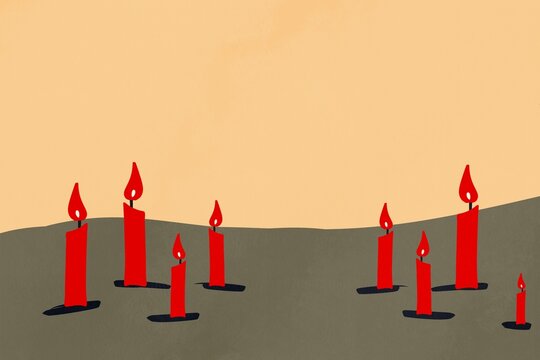 Vintage-style illustration of burning candles for Christmas