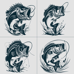 Bass Fishing Svg, Bass Fish Svg, Bass Clipart, Fishing Svg, Bass Vector, Bass Cricut, Bass Cut file, Fish Svg, Fish Hook Svg