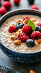 Healthy Oatmeal with Berries and Nuts