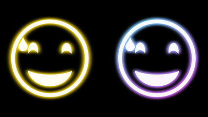 awkward situation laughing emoji icon on Black background.