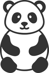 A black and white panda bear is sitting on a white background