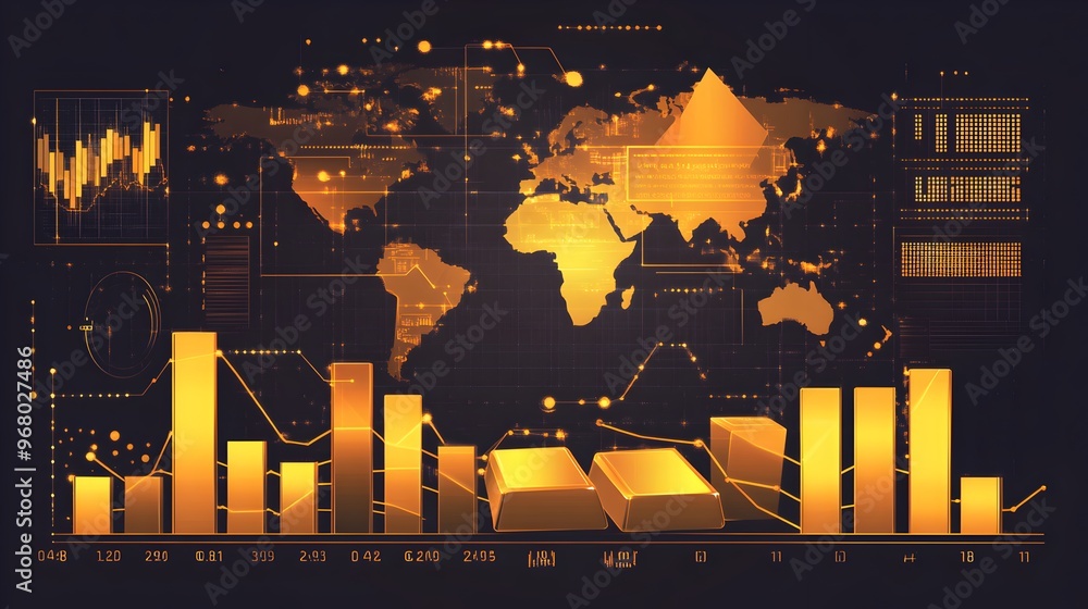 Aufkleber captivating global financial infographic showcasing gold market dynamics and trends - comprehensive 