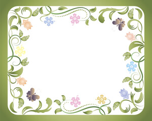 Photo frame with a floral pattern.Colored frame with a floral pattern on a white background in vector illustration.