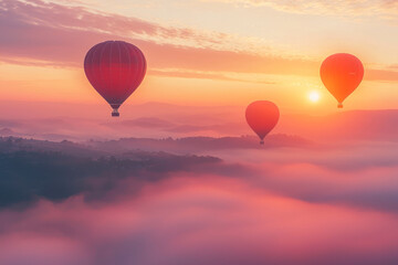 Fototapeta premium Air balloons during sunrise.
