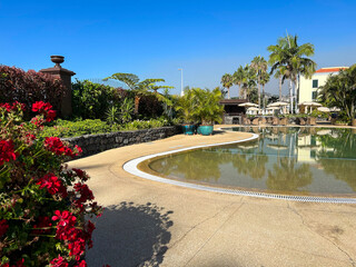 Fototapeta premium View of the hotel pools on the summer day. Funchal. Madeira. Portugal.