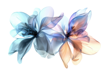 Abstract floral design with delicate blue and peach hues. Perfect for art prints, home decor, or digital backgrounds.