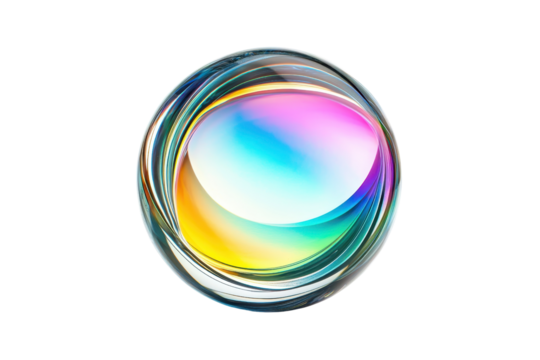 Abstract iridescent sphere with vibrant colors, representing a futuristic and modern aesthetic with a touch of digital artistry.