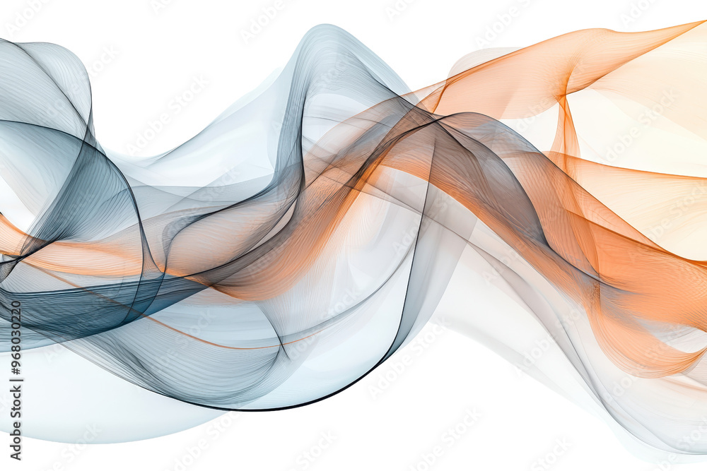 Poster abstract wave design with flowing lines in blue and orange tones creating a smooth and modern artist