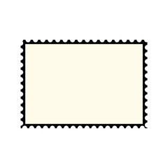 Blank rectangle and square postage stamp with perforated edge. Postage stamp frame. Empty border template for postcards and letters. Vector illustration isolated on white background. Eps file 47.