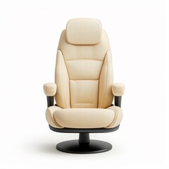 Naklejka premium Car seat with footrest, comfort element, realistic 3D render, reclining feature, isolated on white background.