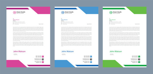 Corporate modern letterhead design template with yellow, blue, green and red color. creative modern letter head design template for your project. Modern Business Letterhead Design Template