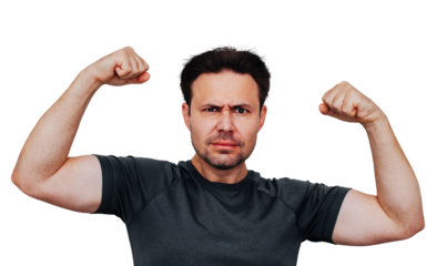 Young strong man posing portrait