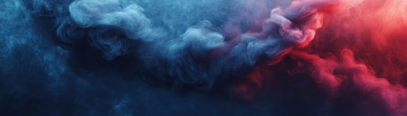 Obraz premium Abstract Swirling Blue and Red Smoke on a Dark Background