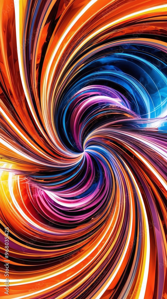 Poster a dynamic abstract wallpaper with swirling lines and spiral patterns in bright, contrasting colors
