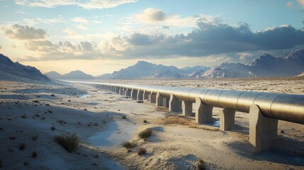 Sustainable Water Management: Industrial Aqueduct in Desert Supplying Factories