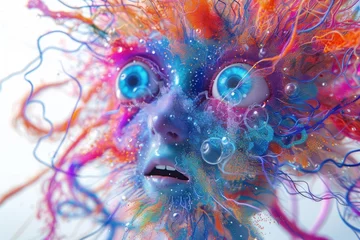 Weavers of color entwine particles into vibrant consciousness in surreal dreamscape © nik_yurginson