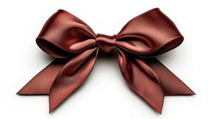 Naklejka premium Elegant light red satin ribbon bow on a white background. 8K. Ultra-realistic.