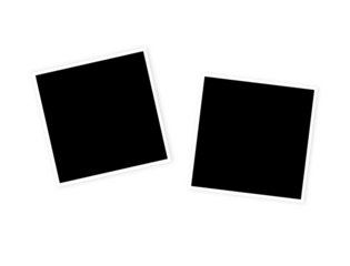 two photo with shadow isolated on transparent, copy space in white border for input pictures or text