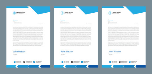 Clean corporate letterhead template design, Modern letterheads design template, Professional company letterheads template for business and project.