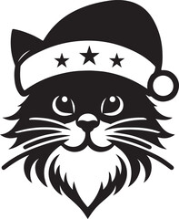 Merry Christmas and Santa Claus cute Cat Silhouette Holiday Vectors
