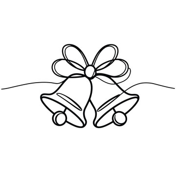recommend clip art: Two elegant hand-drawn bells adorned with a bow, ideal for festive occasions.