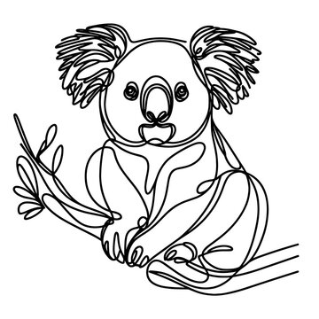 recommend clip art: Beautiful closeup of koala in a line drawing style