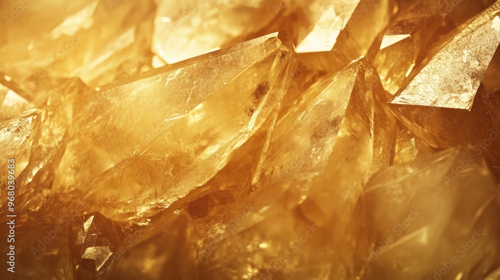 Poster a luxurious golden crystal texture background with soft light reflections, perfect for branding and 