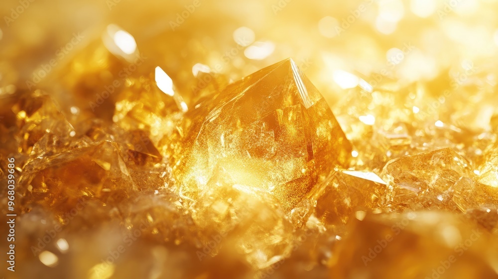 Poster a luxurious golden crystal texture background with soft light reflections, perfect for branding and 