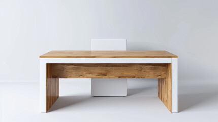 Office desk in minimalist style, product shot with white background, emphasizing simplicity and elegance. 32k, full ultra HD, high resolution