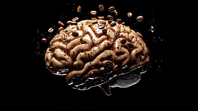 Person experiencing a caffeine overload in the brain while surrounded by vibrant colors and energy in a coffee shop during a busy morning rush