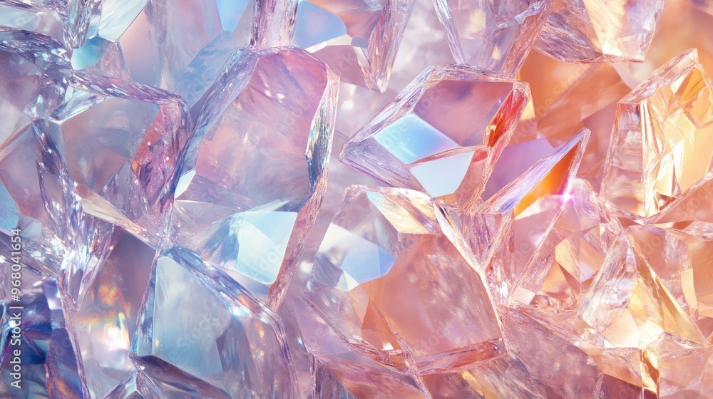 Poster a shimmering crystal texture in a soft pastel color palette, ideal for elegant and luxurious design 