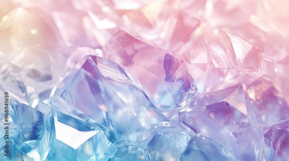 Poster a shimmering crystal texture in a soft pastel color palette, ideal for elegant and luxurious design 