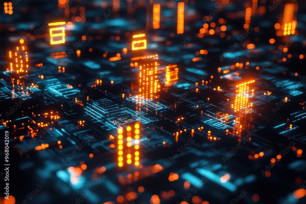 Poster a digital fortress with glowing firewalls and encrypted data streams, representing strong cybersecur