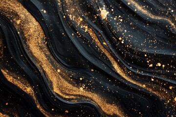 black brown color surface with golden glitter with waves texture 3d abstract background, festive backdrop for christmas season