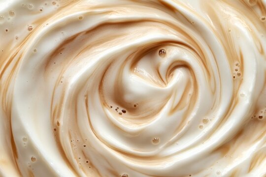 milk and  coffee swirl closeup texture background, cocoa vanilla and chocolate milkshake swirl