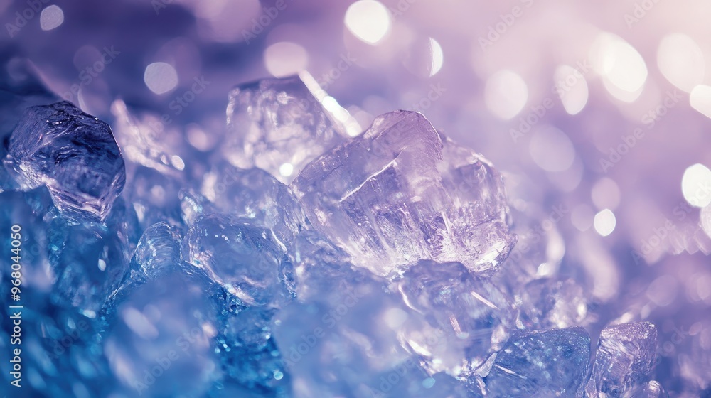 Poster abstract background of crushed ice crystals, capturing light reflections and creating a cool, refres