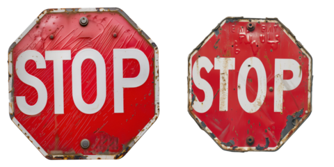 set of a red stop sign on a transparent background