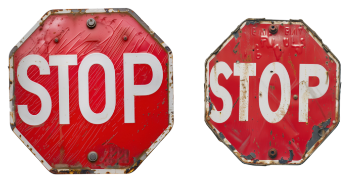 set of a red stop sign on a transparent background