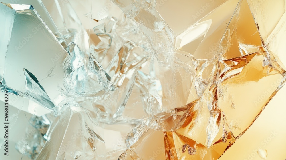 Poster an abstract background with clear glass and crystal textures combined to form a unique artistic comp