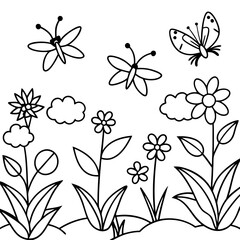 set of vector floral elements