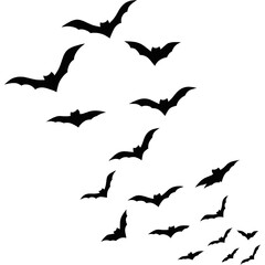 A Flock of bats, Flying bat, Halloween elements for design, bat silhouette, flock of bats flying in the sky 