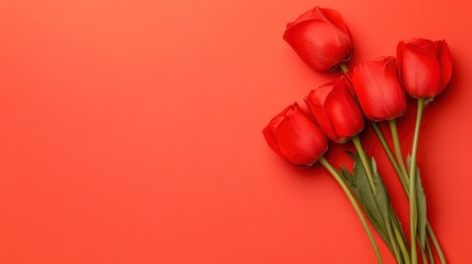 Red Tulips on Red Background