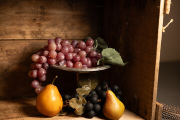 Cluster of grapes in a still life